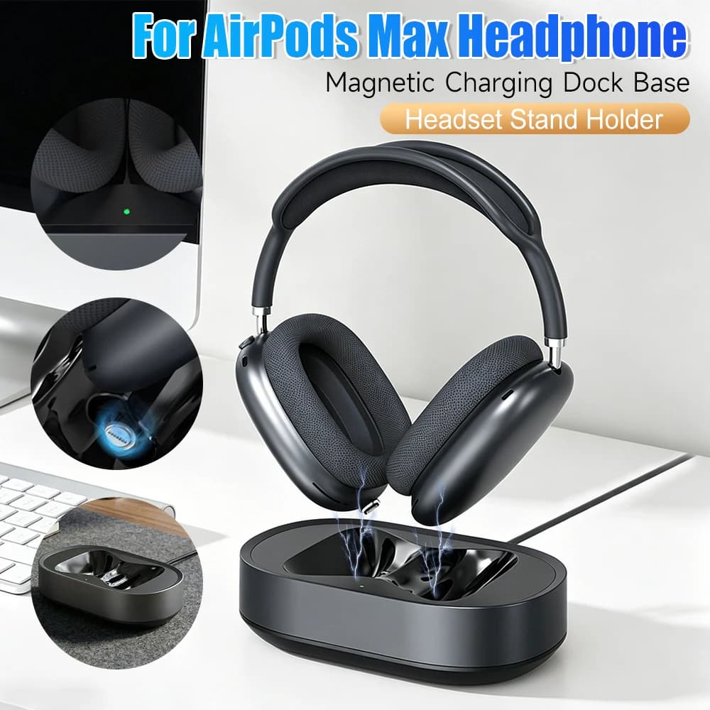 Headphone Charging Stand Fit for AirPods Max USB-C Headset Charger Docking Station with Dual Connectors Headphones Accessories