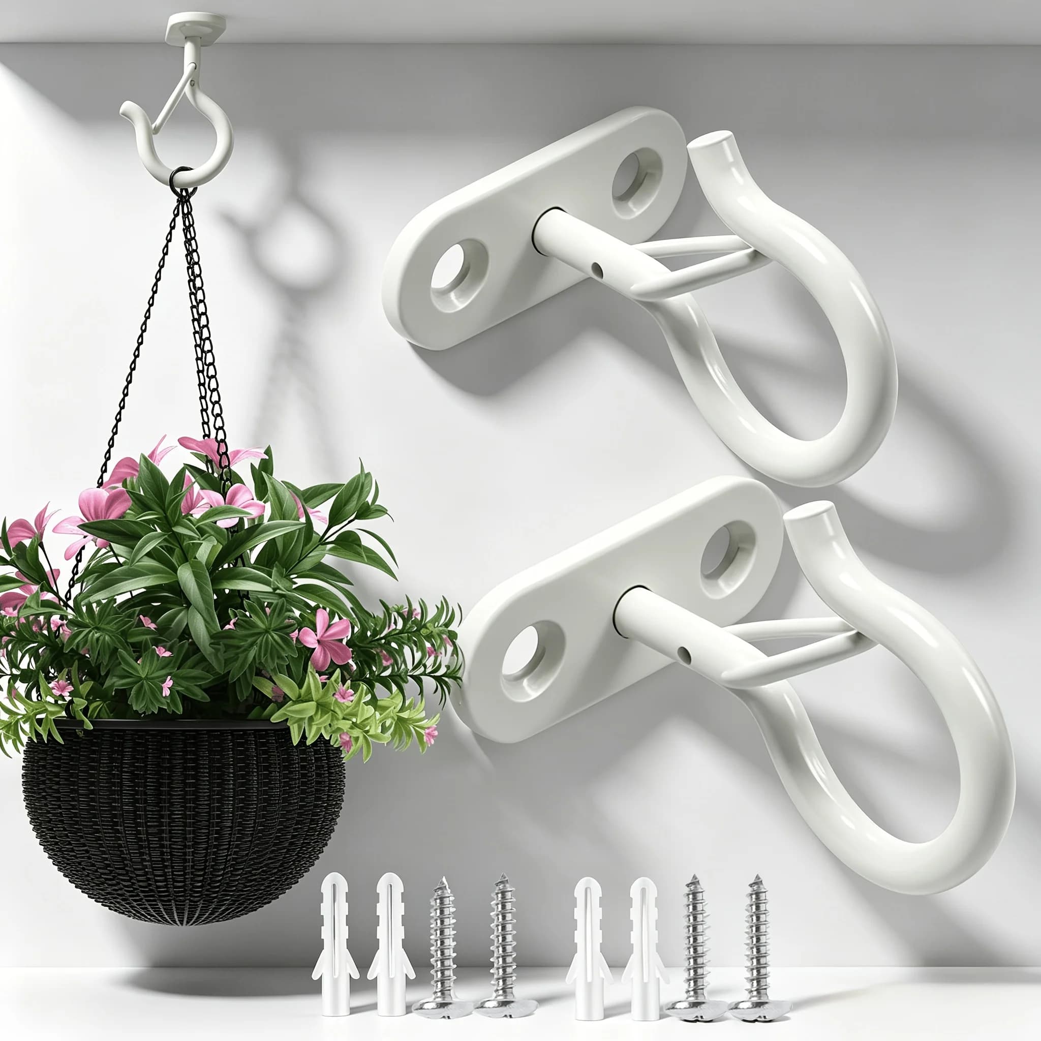 Anti-drop White Ceiling Hanging Hooks with Screws Multi Use for Plants Wind Chimes Christmas Indoor Outdoor Decor