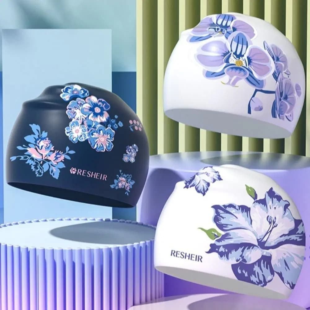 Swimming Accessories Silicone Swimming Cap Waterproof Elastic Diving Cap Long Hair Protect Ears Bathing Cap Swim Pool
