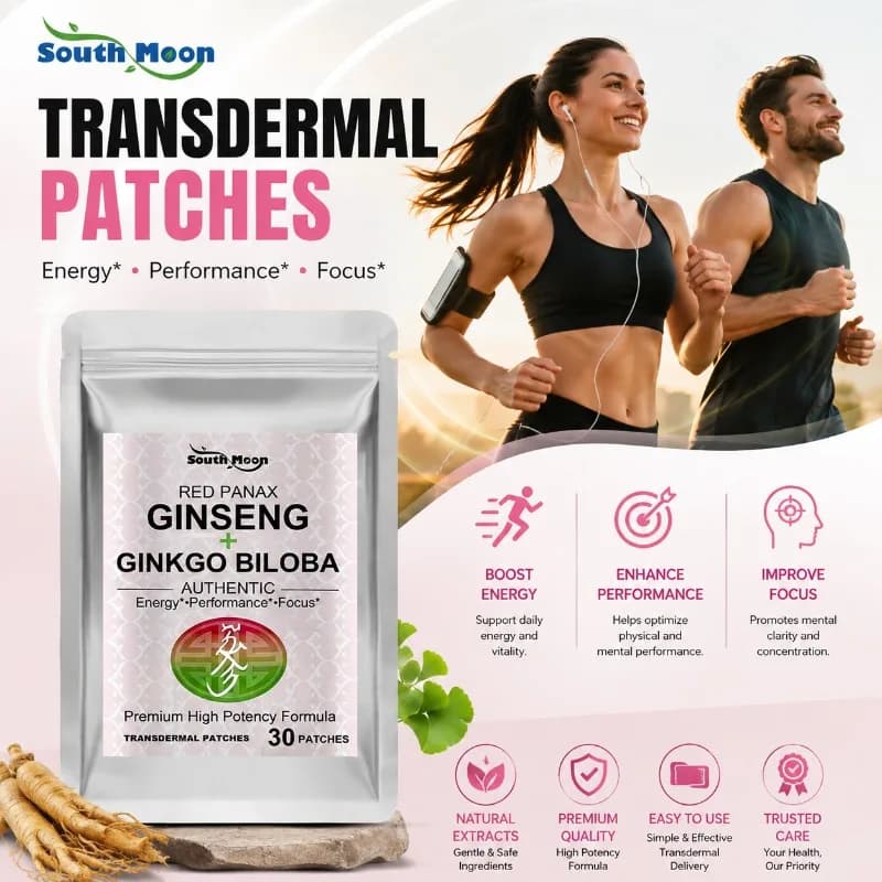 120PCS Natural Body Care Patches with Red Ginseng Ginkgo Biloba Collagen Daily Wellness Skin Comfort Energy Support Patch