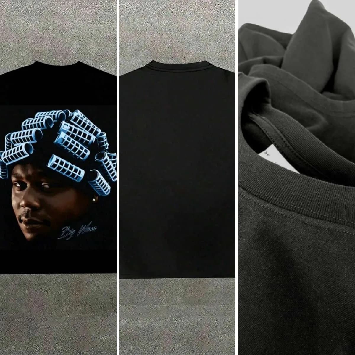 Men Plus Size 220GSM 100% Cotton Black Graphic T-shirt Big Worm Portrait Y2K Street Style Heat Transfer Print Crew Neck Short Sleeve Loose Breathable Daily Casual Top 1 Piece
