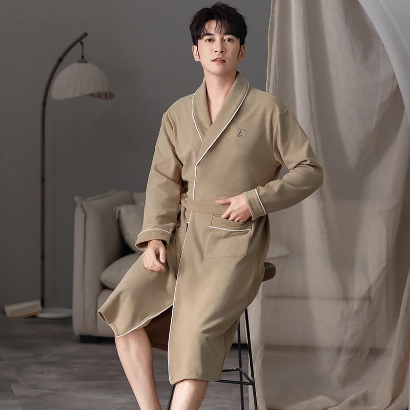 Autumn Winter Men's Bathrobe Warm Velvet Thin Velvet Night Top Kimono Men's Dresses Bathrobe Long Bride Dress