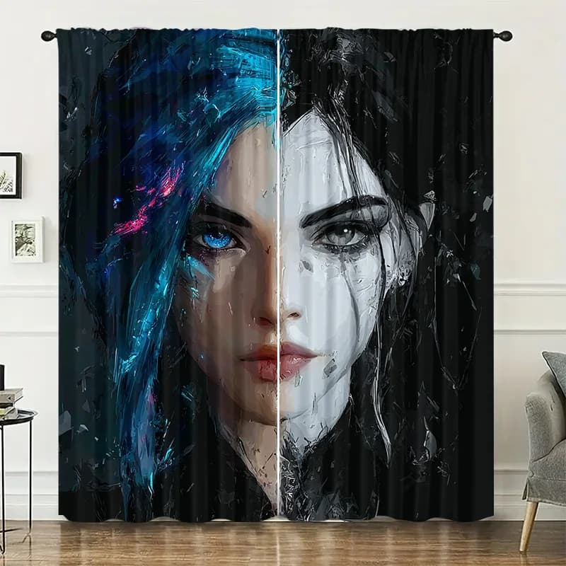 Aesthetic Anime Pop Art Portrait Curtain Window Curtain Living Room Decor Digital Print Modern Art Room Divider Curtain Home