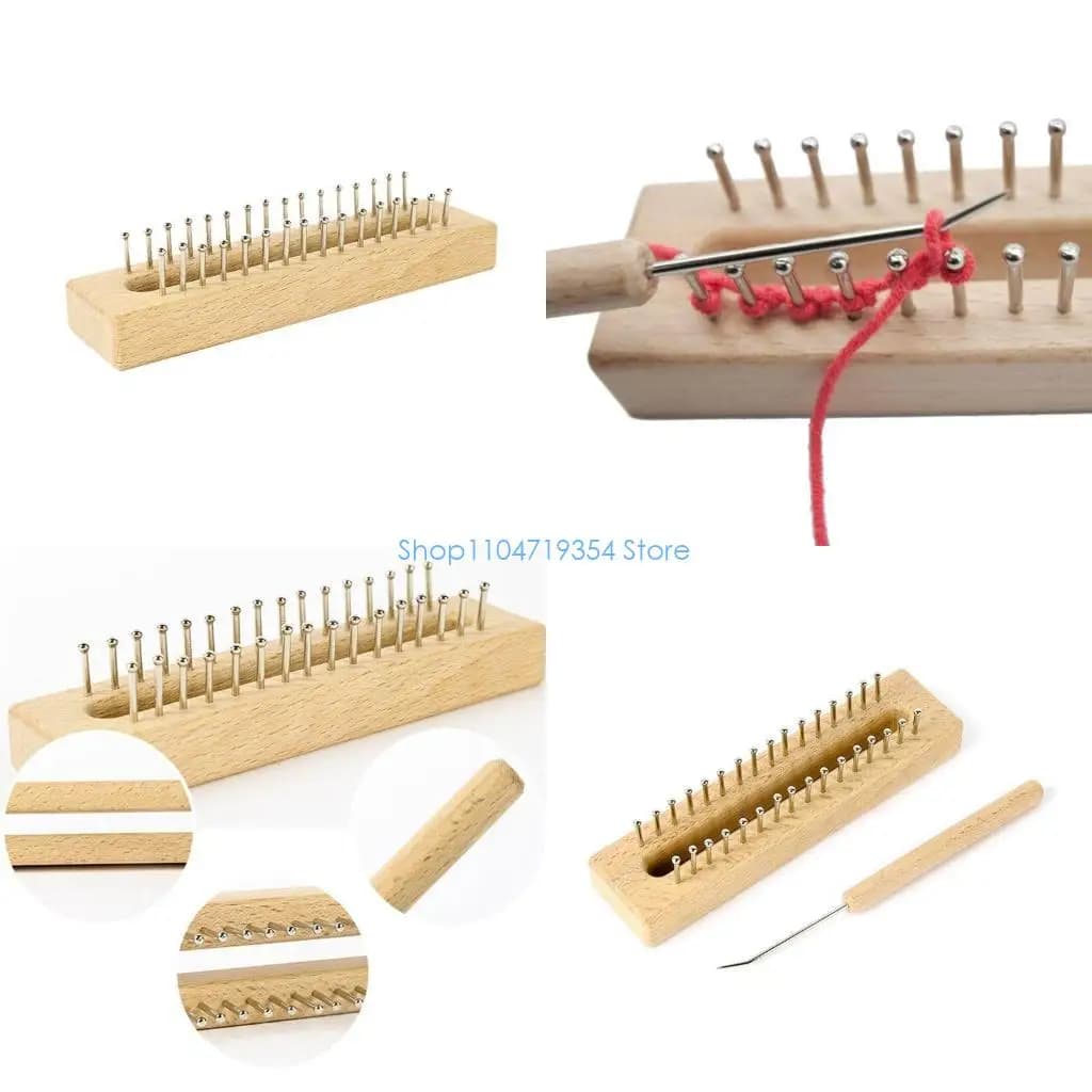 0XLD 32 Pins Wooden Knitting Loom Board Hook Needle DIY Craft Sock Weaving Tool
