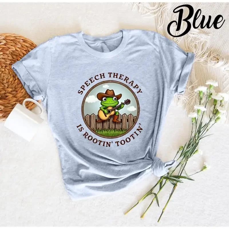 Speech Therapy Is Rootin Tootin Cute Western Frog SLP T Shirt Pathology Therapist Humor