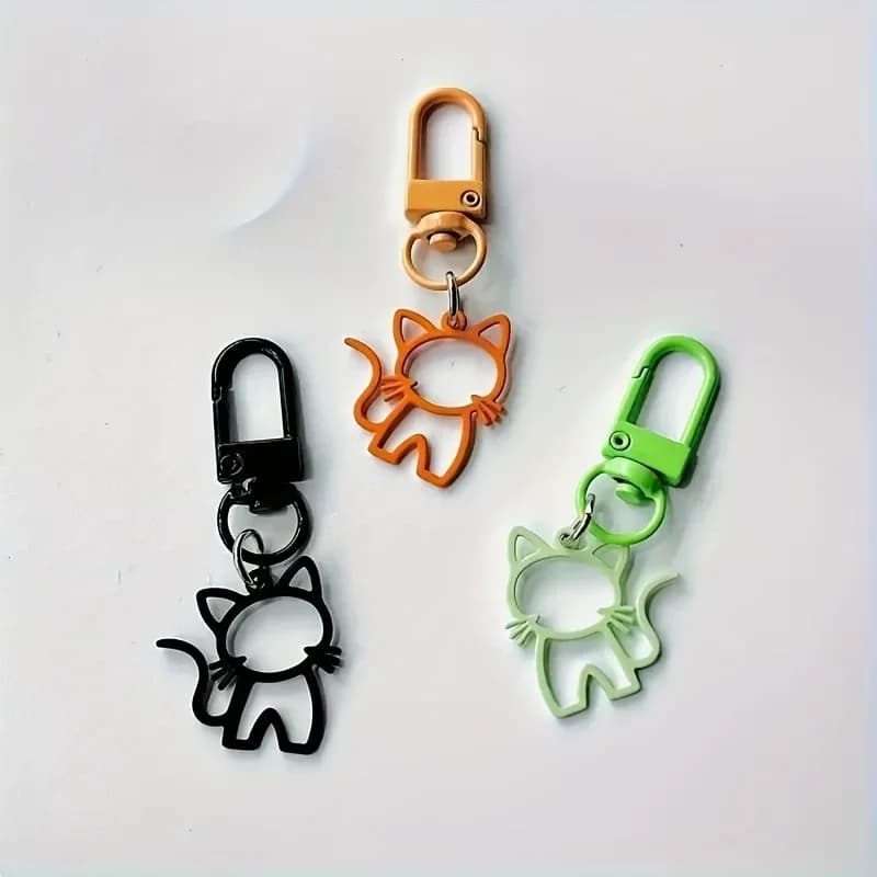 Portachiavi Gatto Traforato Colorato - Ciondolo in Lega a Forma di Cartone Animato per Chiavi Auto e Zaini, Regalo Perfetto per la Festa della Donna