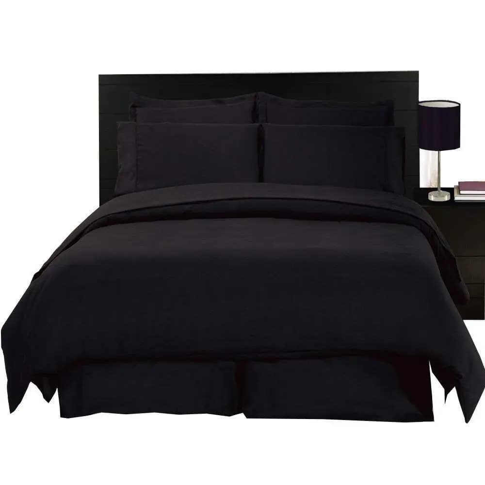 Set Biancheria da Letto CalKing Size 8 Pezzi, 600 TC 100% Cotone, Piumino, Nero Tinta Unita, Set Copripiumino