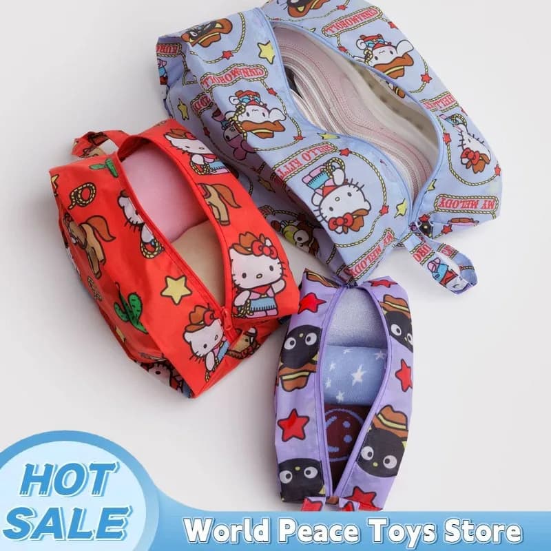 Set di 3 Borse Portaoggetti Kawaii HelloKitty, Carine Borse Portatili per Scarpe, Calzini e Vestiti, Set per Viaggio e Casa, Regali all'Ingrosso