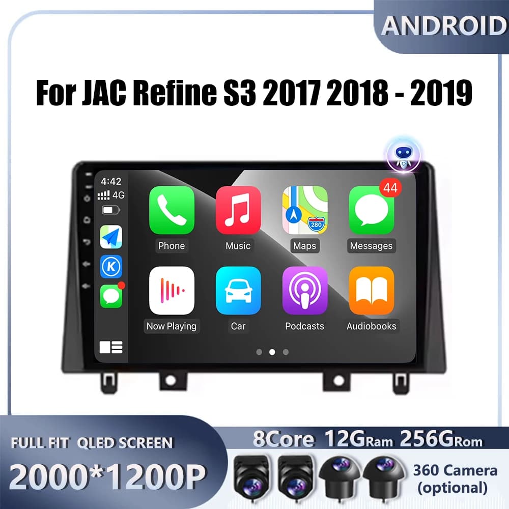 9 "Per JAC Refine S3 2017 2018 - 2019 Auto 4G Android 15 Radio Stereo Multimedia Video Lettore di Navigazione GPS Schermo QLED BT 5.0