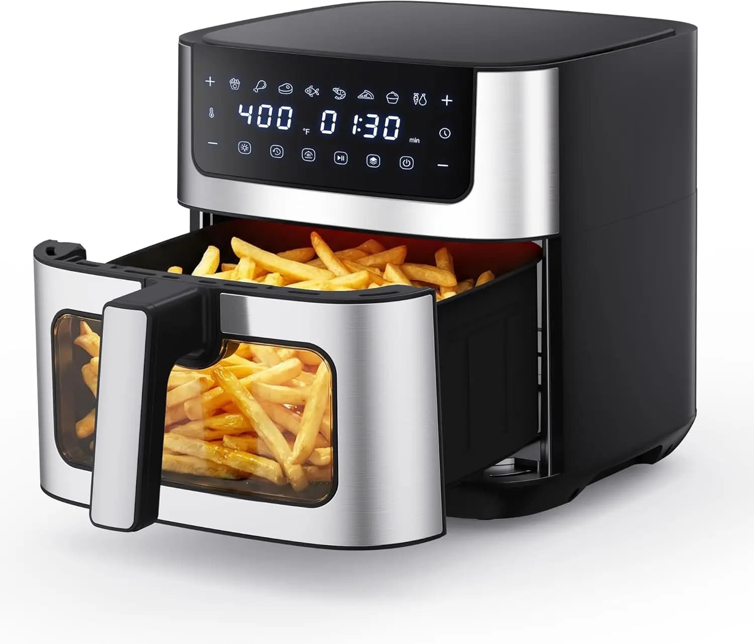 6.34QT Air Fryer with Visible Window, 400 °F Quick Heating, Dishwasher Anti-Fastening Basket, 8 Preset Programs, Timer and Automatic Shutdown