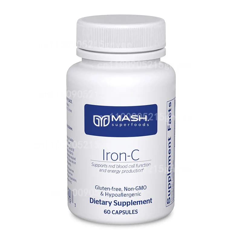Iron supplement, containing vitamins C, B6, B12, and crowd, for iron deficiency and energy support, non GMO, gluten-free