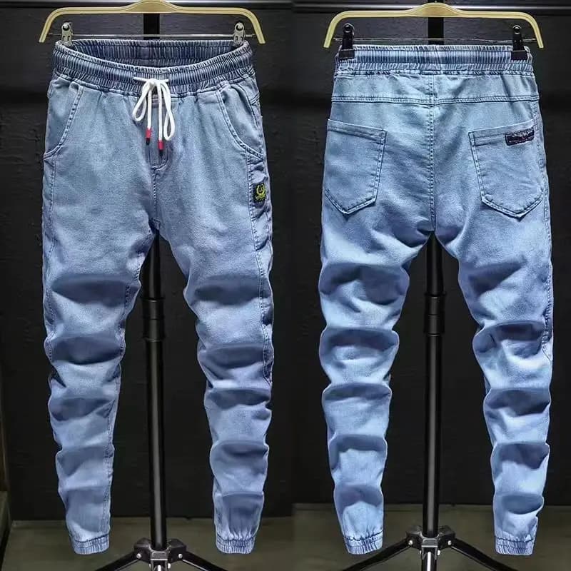 Moda 2022 Jeans denim da uomo con coulisse all'aperto Moda Versatile Autunno Nuovo elastico in vita Cucciolo Harem Cowboy Pantaloni casual