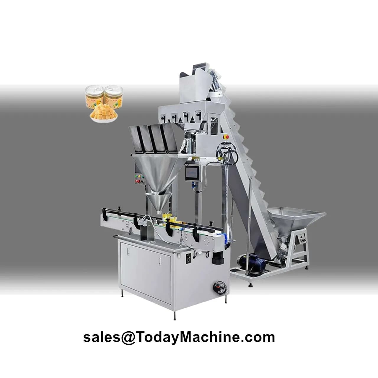 Linea Automatica di Pesatura e Riempimento per Confezionamento Alimentare: Bottiglie, Barattoli, Cereali, Frutta Secca, Riso e Granuli