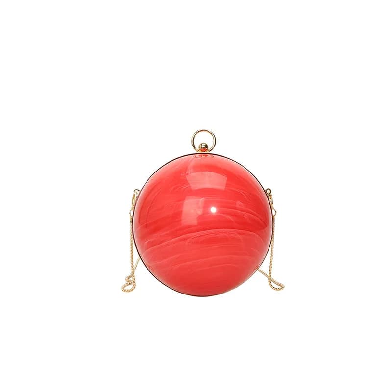 Borsa da sera a sfera rotonda di lusso per donna Pochette con superficie liscia e brillante Borsa a tracolla da donna Borsa a catena per feste Borsa alla moda