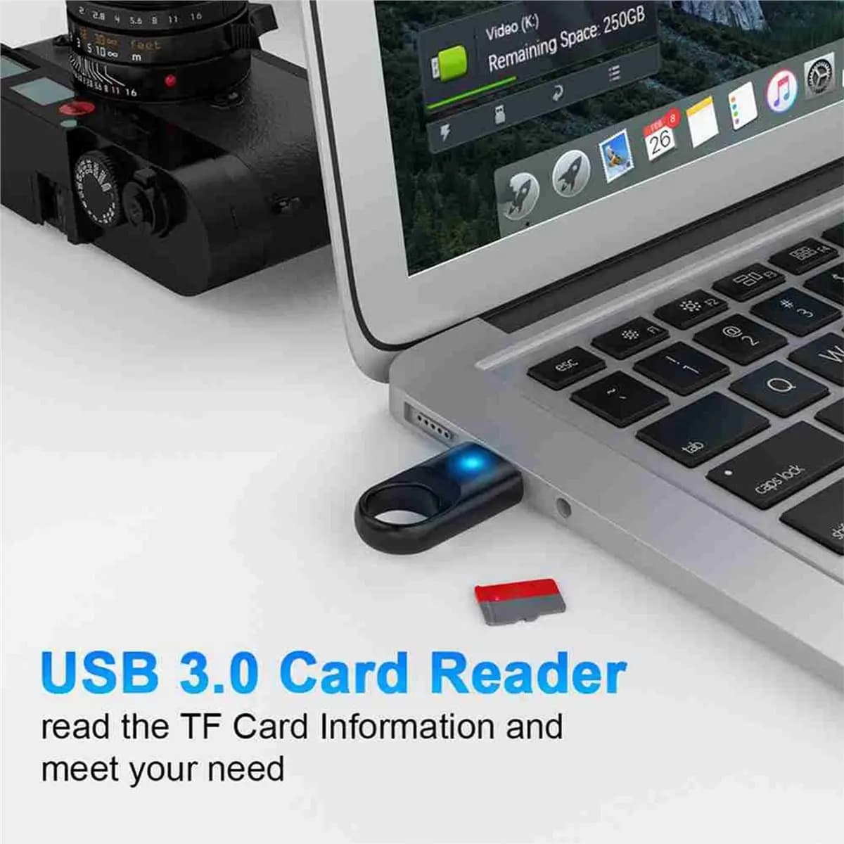AAAE Flash Memory TF Card Reader USB3.0 Adapter for TF SD PC Laptop Driving Recorder High-Speed Card Reader Universal