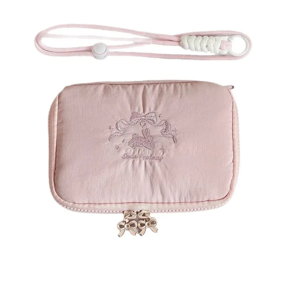 Practical Hanging Travel Neck Pouch Ballet Rabbit Lightweight Card Organizer Bag Mesh Passport Holder for Cosmetic