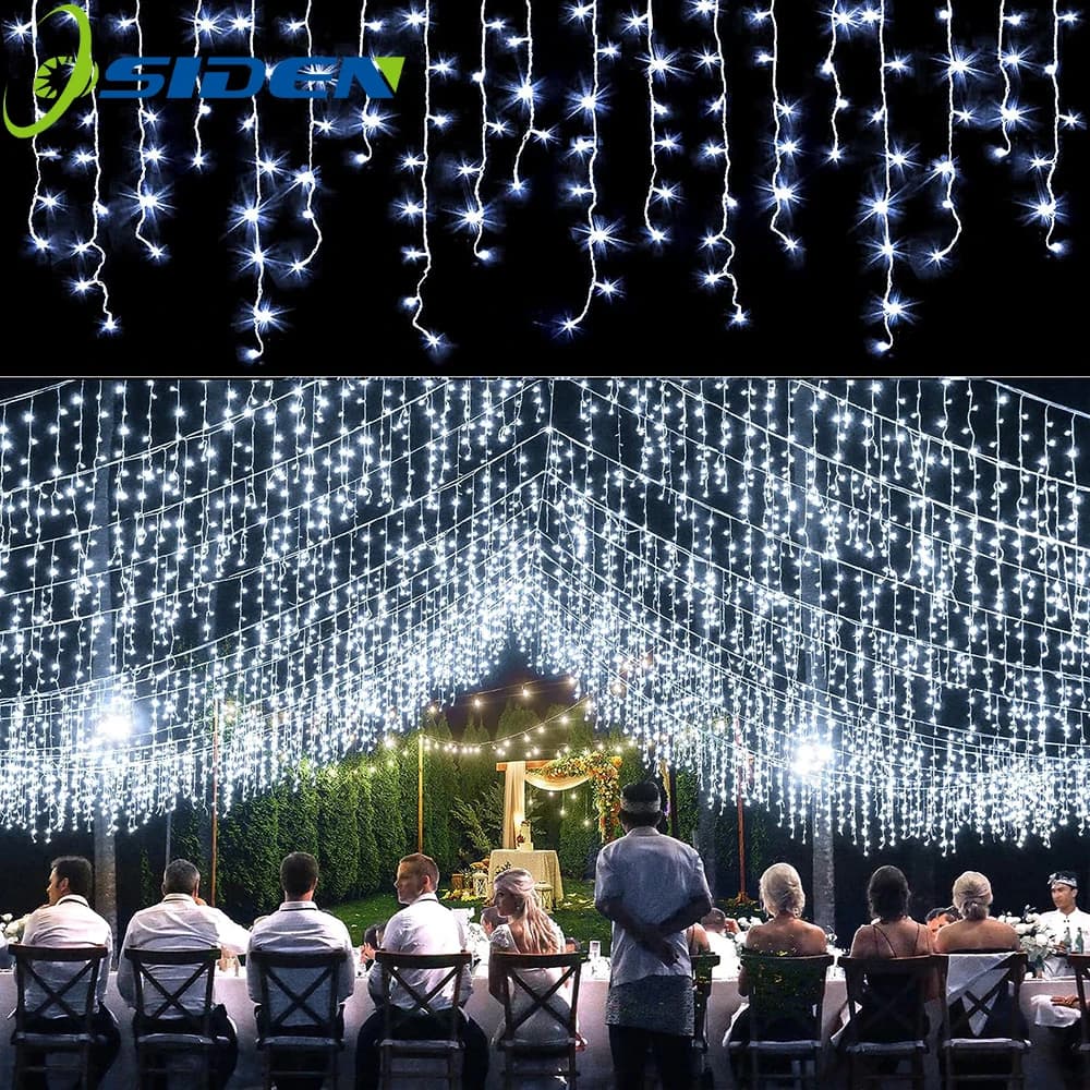 Luci solari per ghiaccioli Decorazione di nozze Lucine Stringa 8 modalità Decorazione per grondaia esterna per illuminazione da giardino per feste di Natale