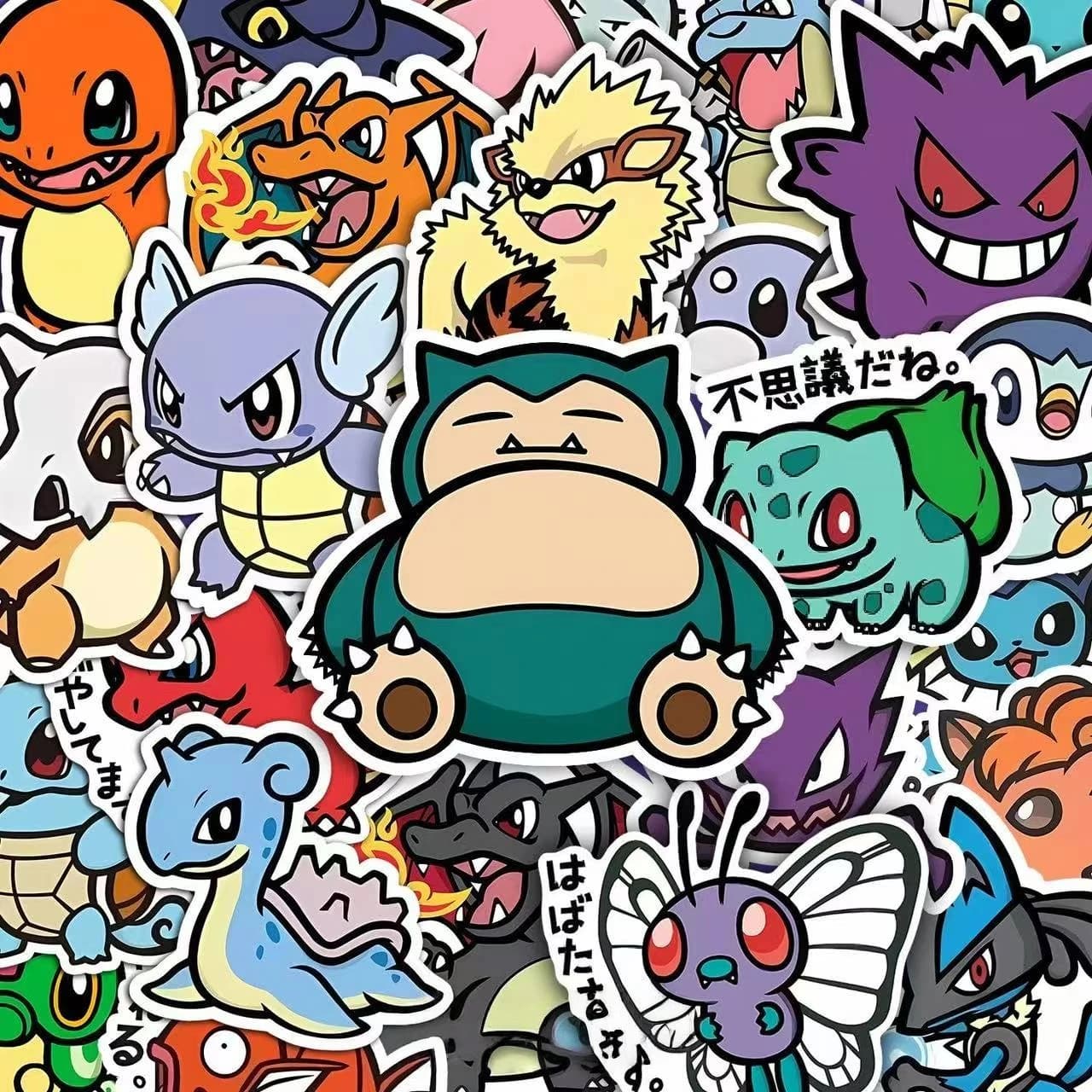 56 pieces cute anime stickers Pokemon cartoon Pikachu decoration sealant decals for laptop DIY sticker graffiti gift reward toy for kids