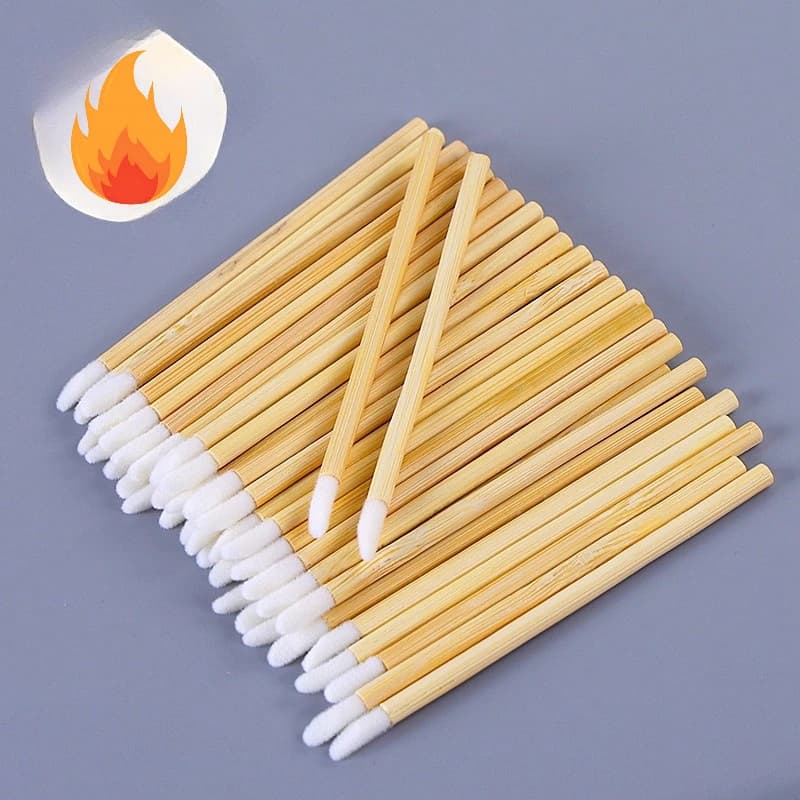 50/100pcs Brushes Bamboo Lipstick Handle Lip Brushes Extension Accessories Lip GlossWands Applicator Makeup Tool For Eyelashes