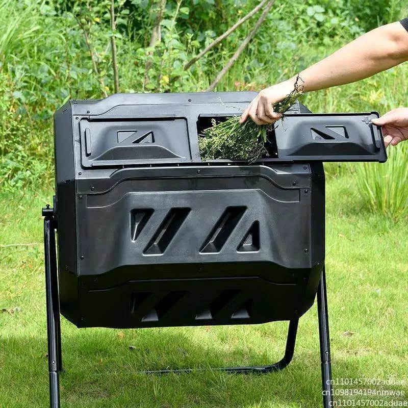 160L rotary compost bucket food waste leaf compost bin household garden tipping bucket