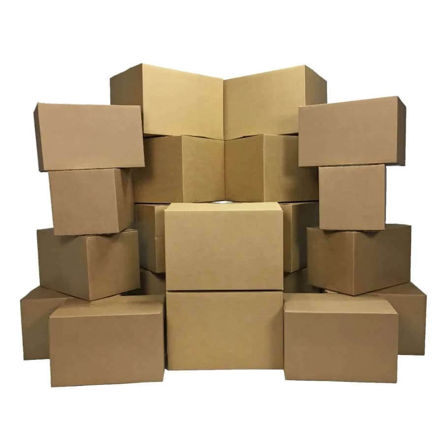 Kit Combo of 20 Boxes for Transfer and Storage, from Small to Medium Sizes, Packing in Corrugated Carton Resistant with Reinforced Angles