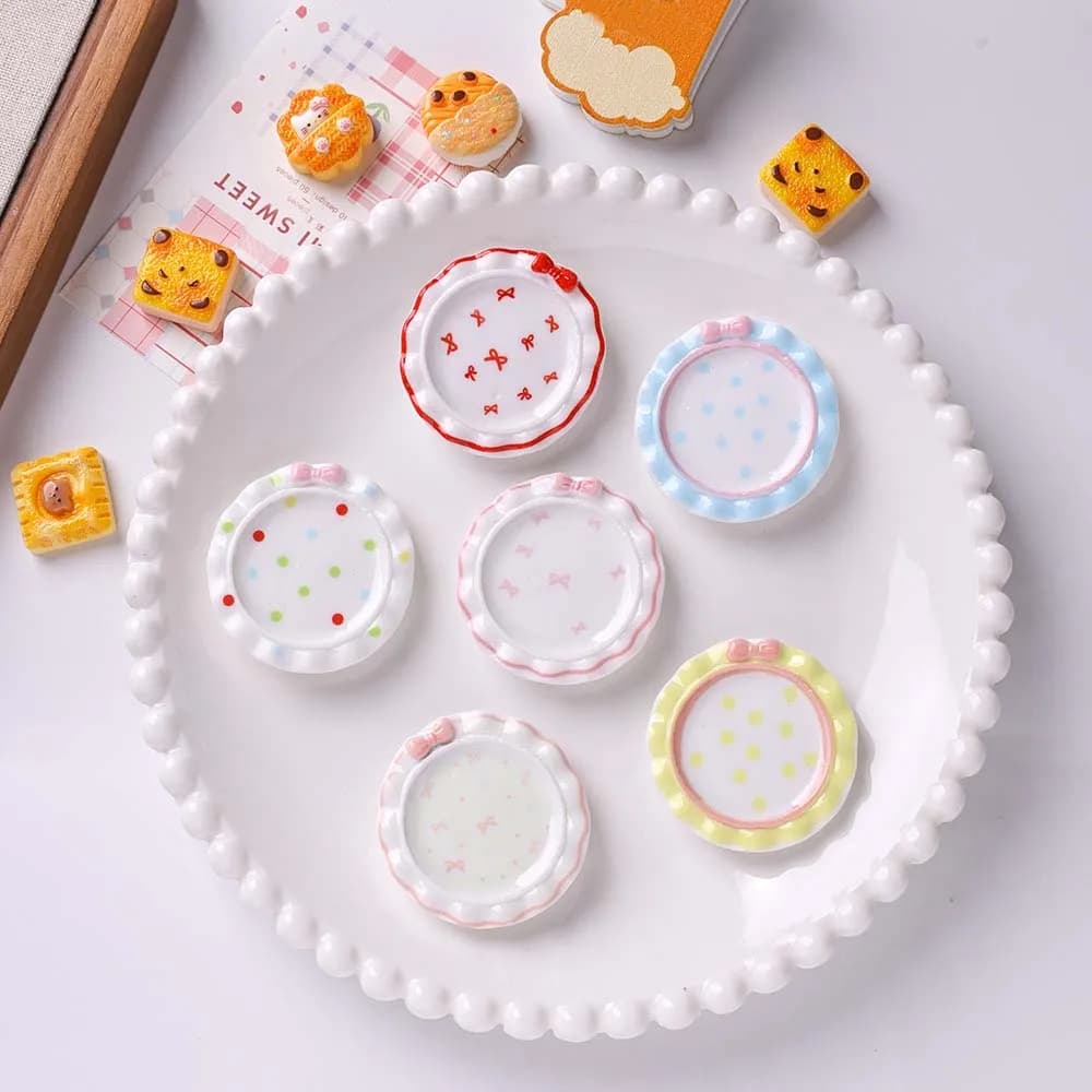 10Pcs Kawaii Simulation Wave Point Bowknot Dinner Plate Pendant DIY Jewelry Making Clothing Decorative DIY Accessories