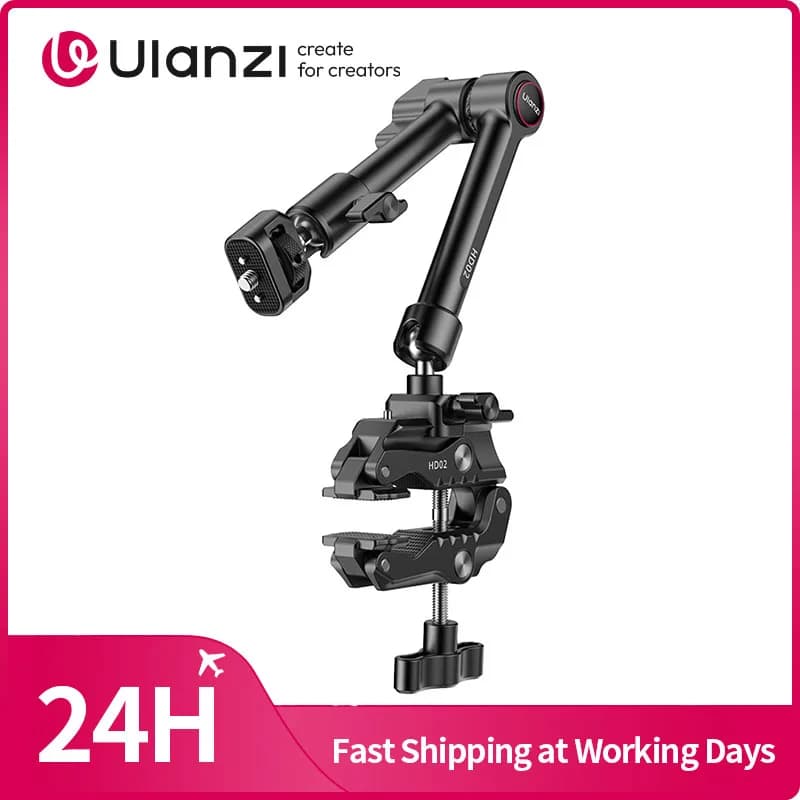 Ulanzi HD02 Kit braccio magico da 10 pollici con super morsetto per fotocamera treppiede per microfono con luce di riempimento Braccio magico per fotografia