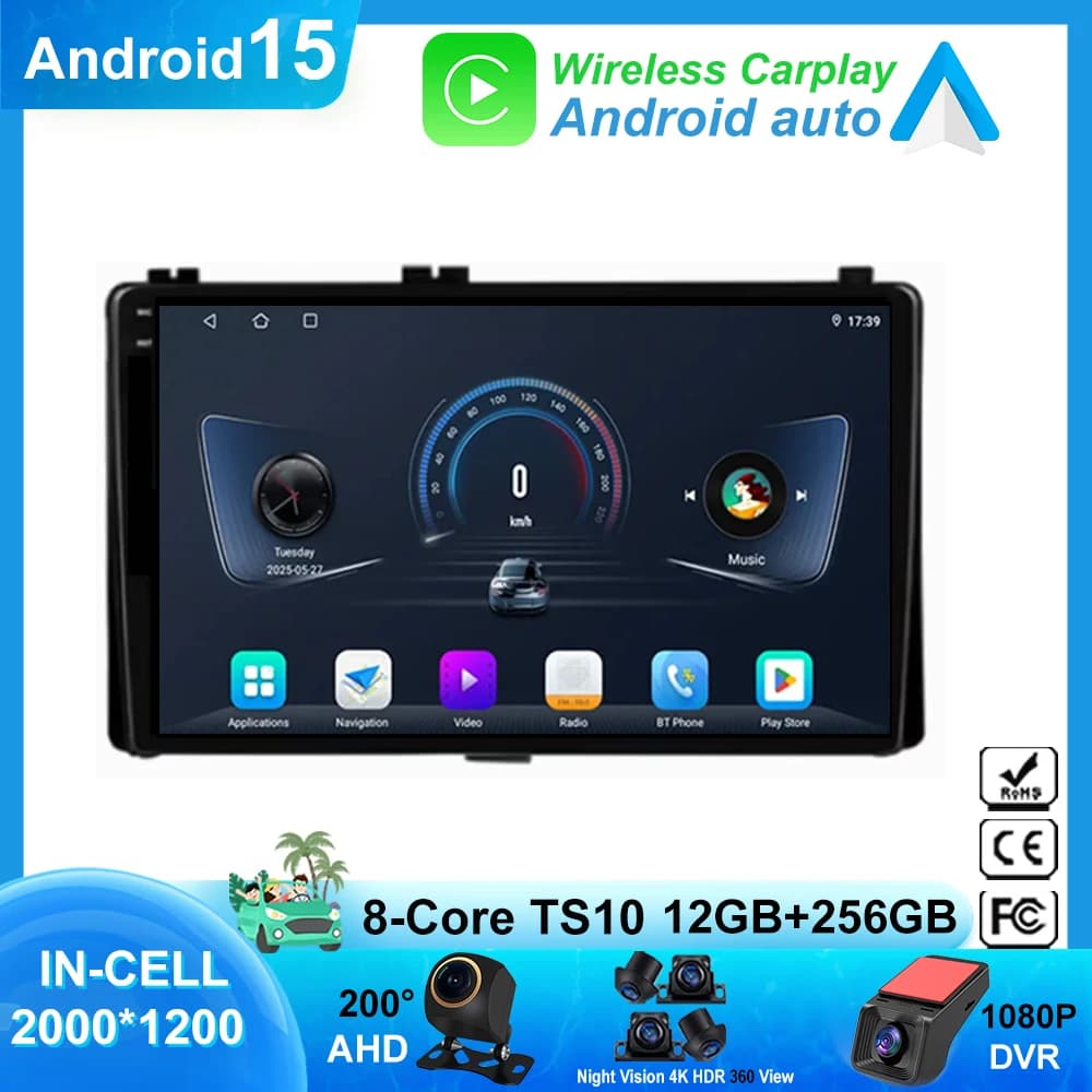Android 15 Per Toyota Auris 2014 2015 2016 2017 2018 Auto Auto Radio Lettore Multimediale di Navigazione GPS 2Din DVD Schermo Dash Cam