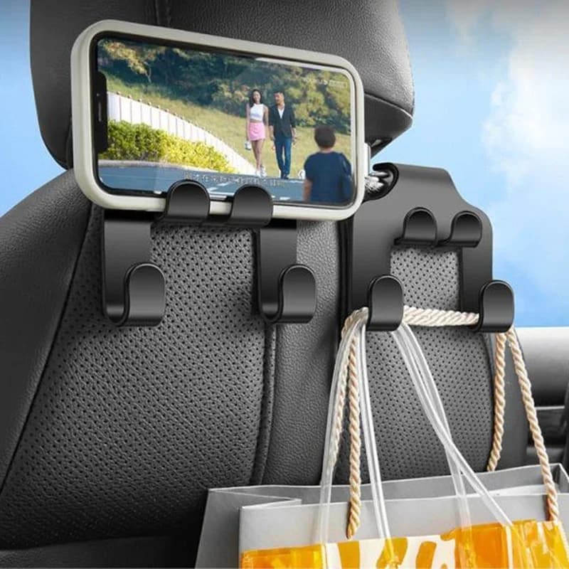 Gancio per poggiatesta per seggiolino auto, organizer nero per riporre oggetti, universale per borsa, borsa, cappotto, adatto per supporto universale per auto