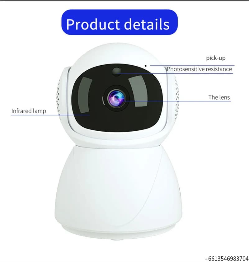 Telecamera IP PTZ Wireless WiFi Smart HD 1080P per Interni con Visione Notturna e Supporto Scheda di Memoria per Monitoraggio Bambini
