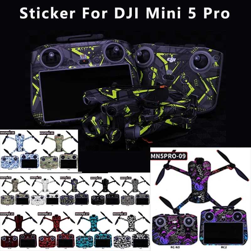 Decalcomanie antigraffio per DJI MINI 5 PRO Drone telecomando RC 2/RC-N3 adesivi in PVC pellicola protettiva per Mini5pro Skins accessorio