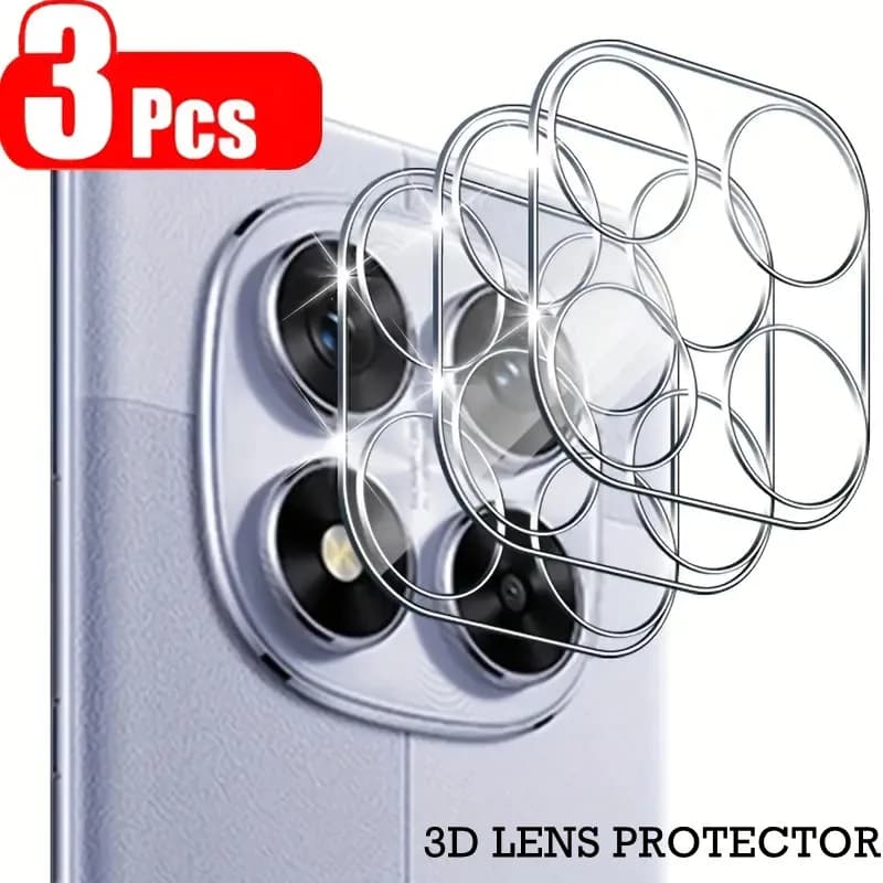 3 Pezzi Protezione Trasparente 3D per Lenti Fotocamera Xiaomi Redmi Note 14 13 Pro Plus + 4G 5G, Copertura in Vetro Temperato Yij, Protezione Completa