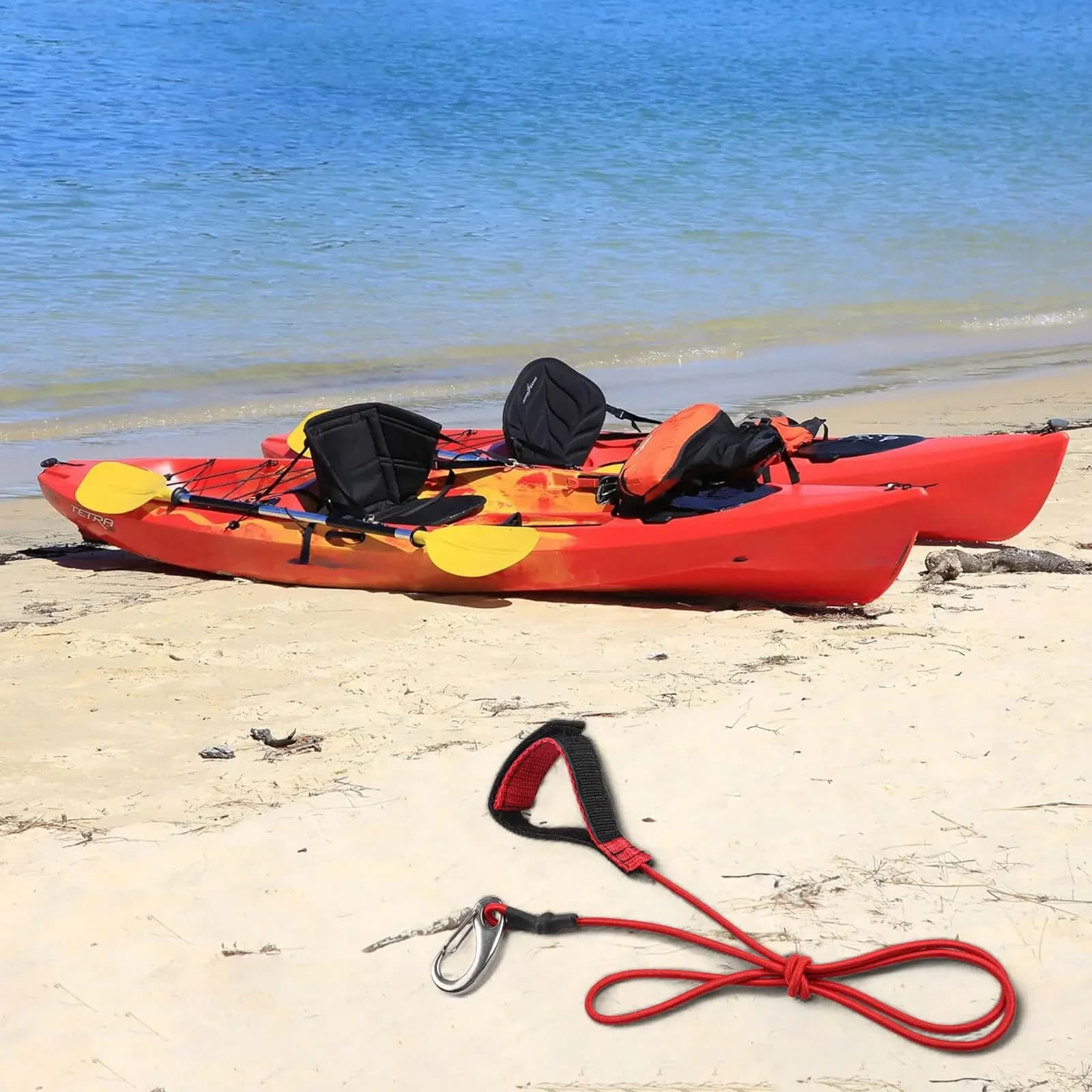 Guinzaglio elastico da 40 pollici con gancio in acciaio inossidabile per kayak per canoe e sicurezza di attrezzature per sport acquatici