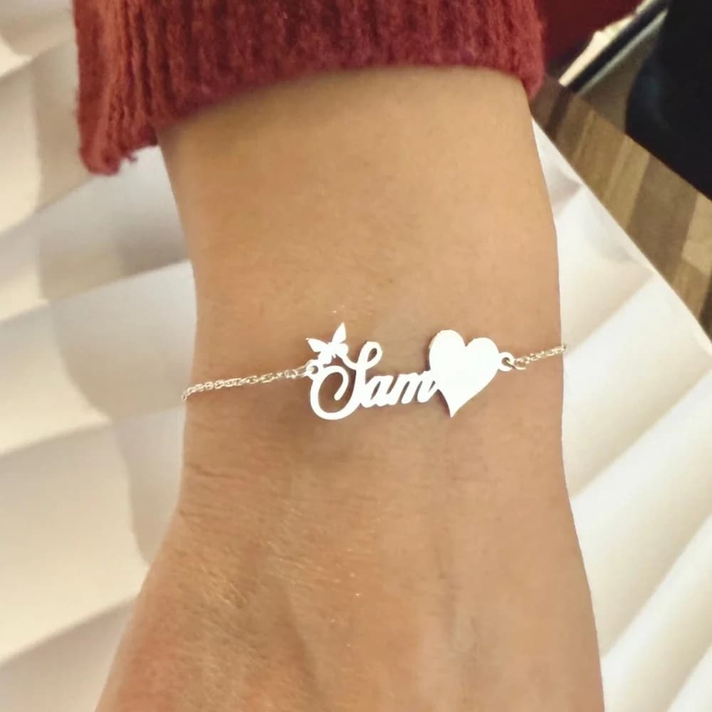 Custom Butterfly Name Bracelets For Women Children Jewelry Personalized Stainless Steel Nameplate Heart Bracelet Gift For Her