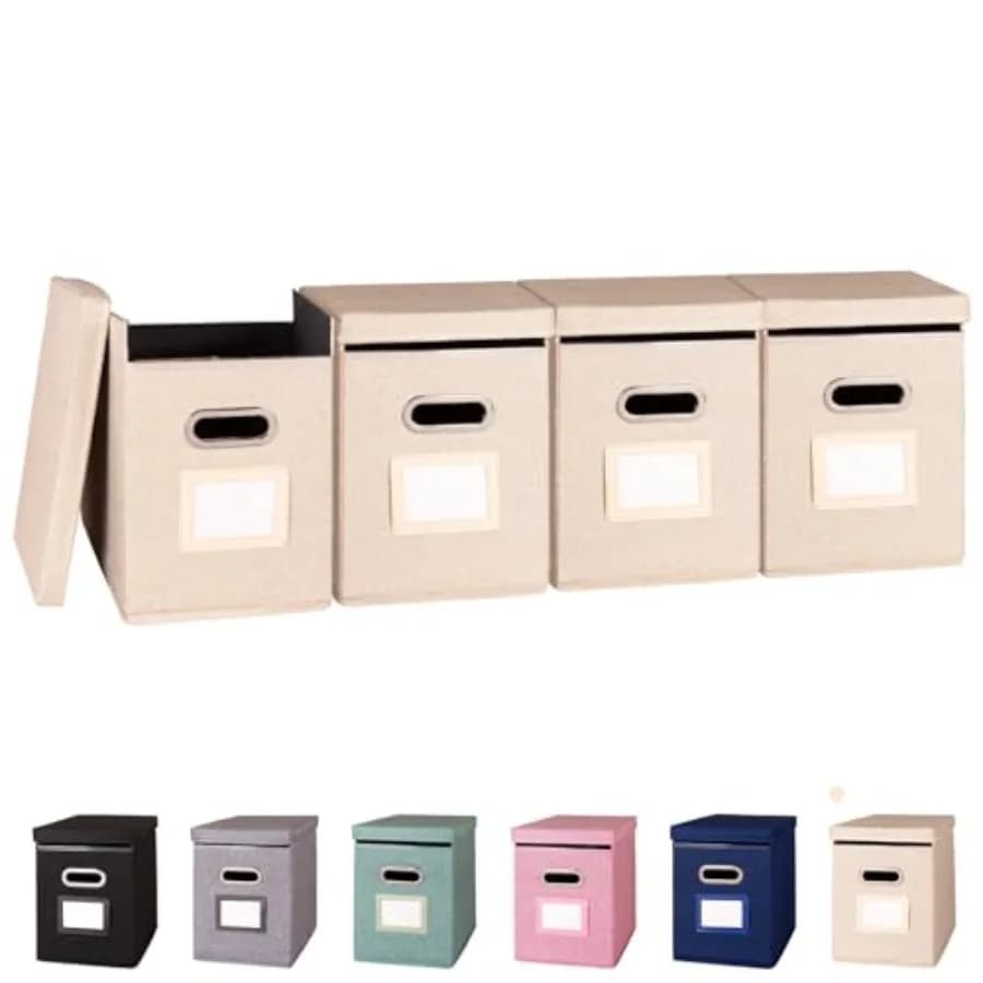 Organizzatore per Cartelle Sospese con Coperchio, Scatola Portadocumenti in Tessuto Formato Letter, Contenitore Pieghevole Portatile per Documenti da Ufficio