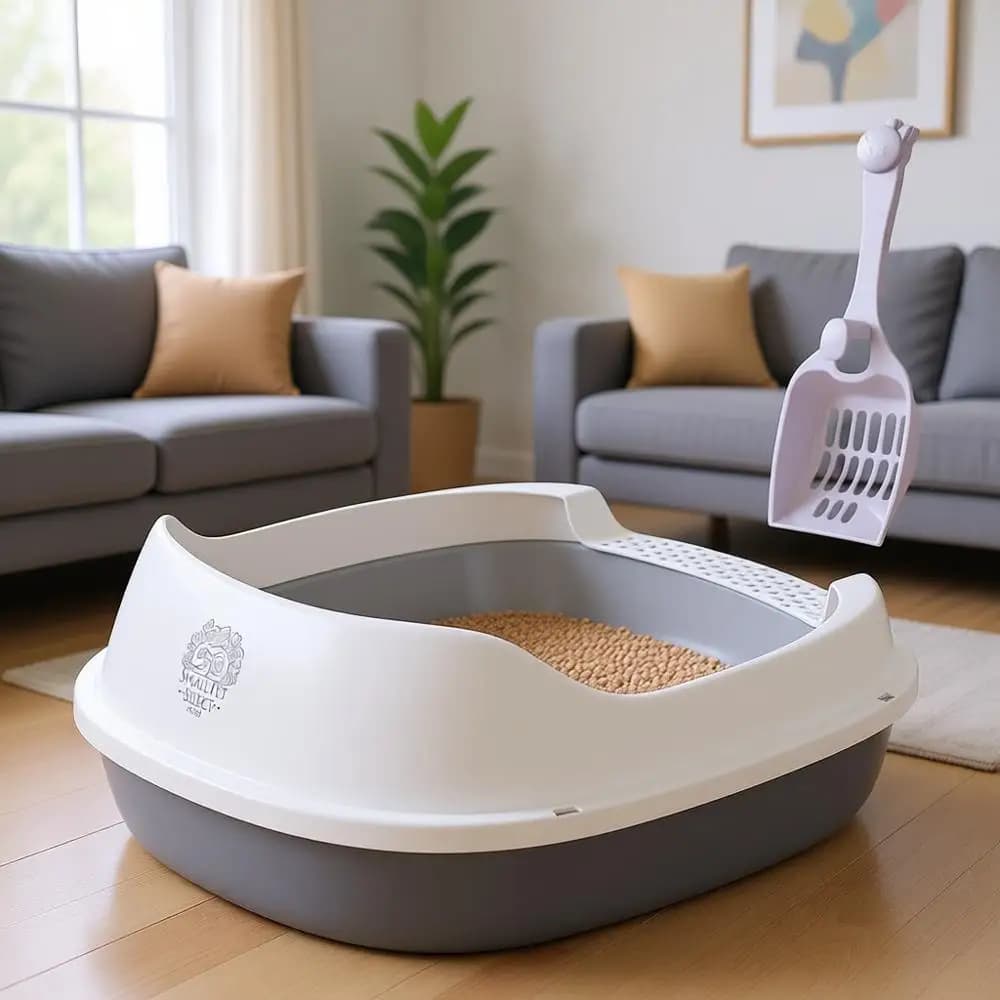 Lettiera per Gatti con Sistema di Filtraggio, 5 Tappetini Assorbenti e Paletta, Sistema Premium per Gatti e Piccoli Animali, Ordinata e Facile da Pulire