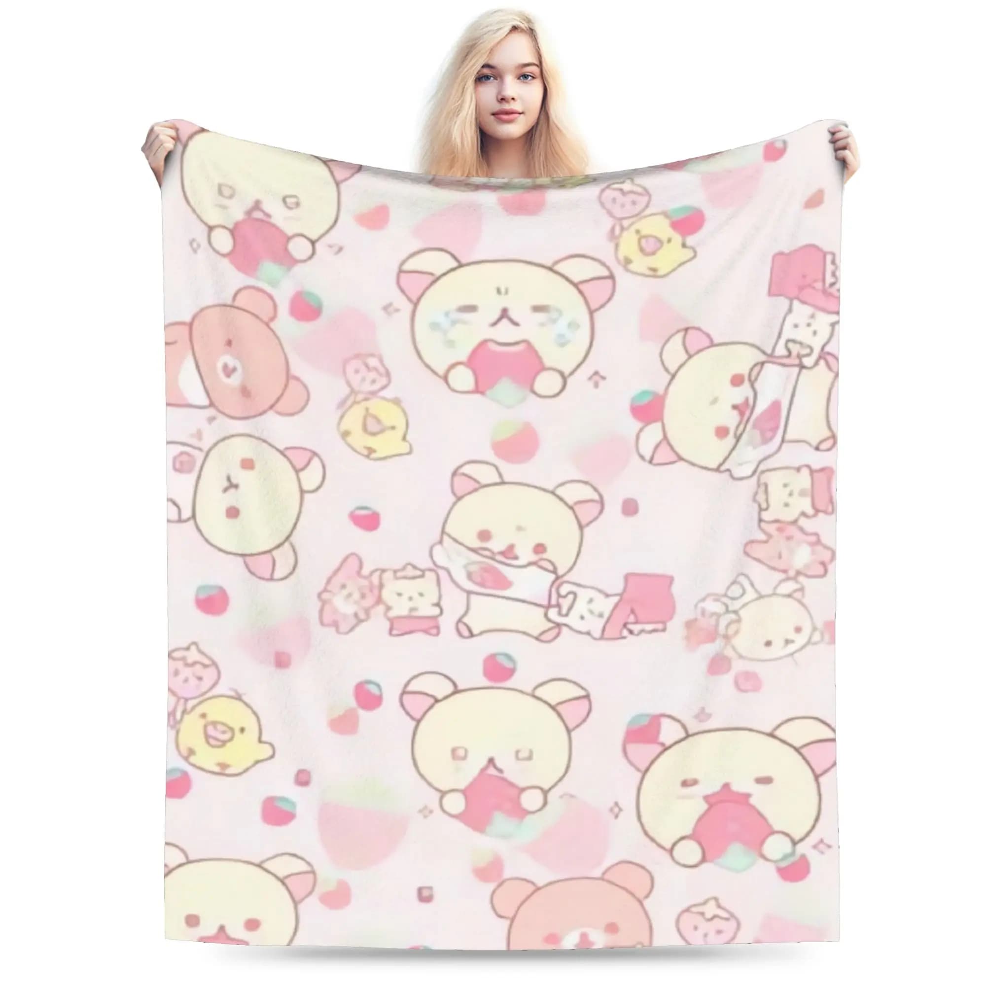Cute Bear Rilakkuma (7) Warm Blanket Students Plush Throw Blanket Fashion Outdoor Flannel Bedspread Sofa Bed Cover