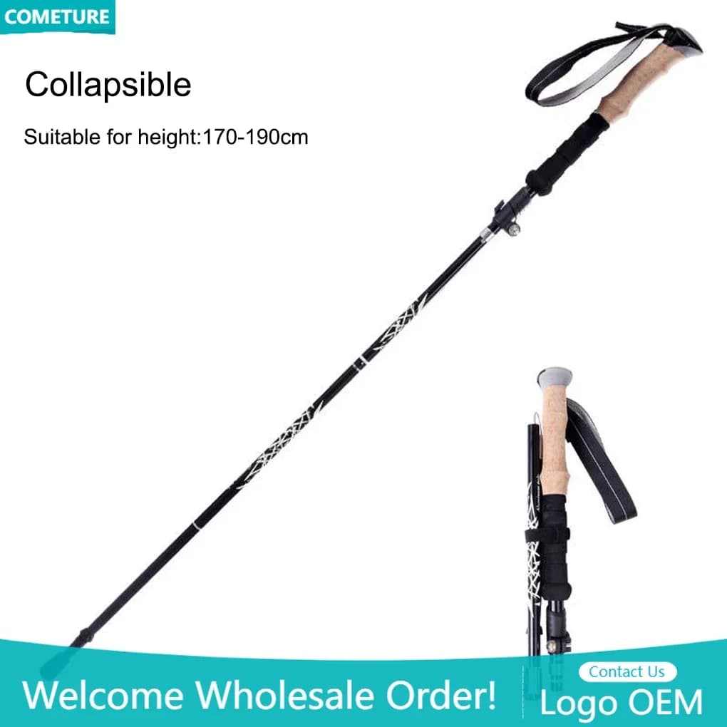Trekking poles Foldable trekking pole 5 sections Walking pole for outdoor mountaineering Portable fishing batter with backpack
