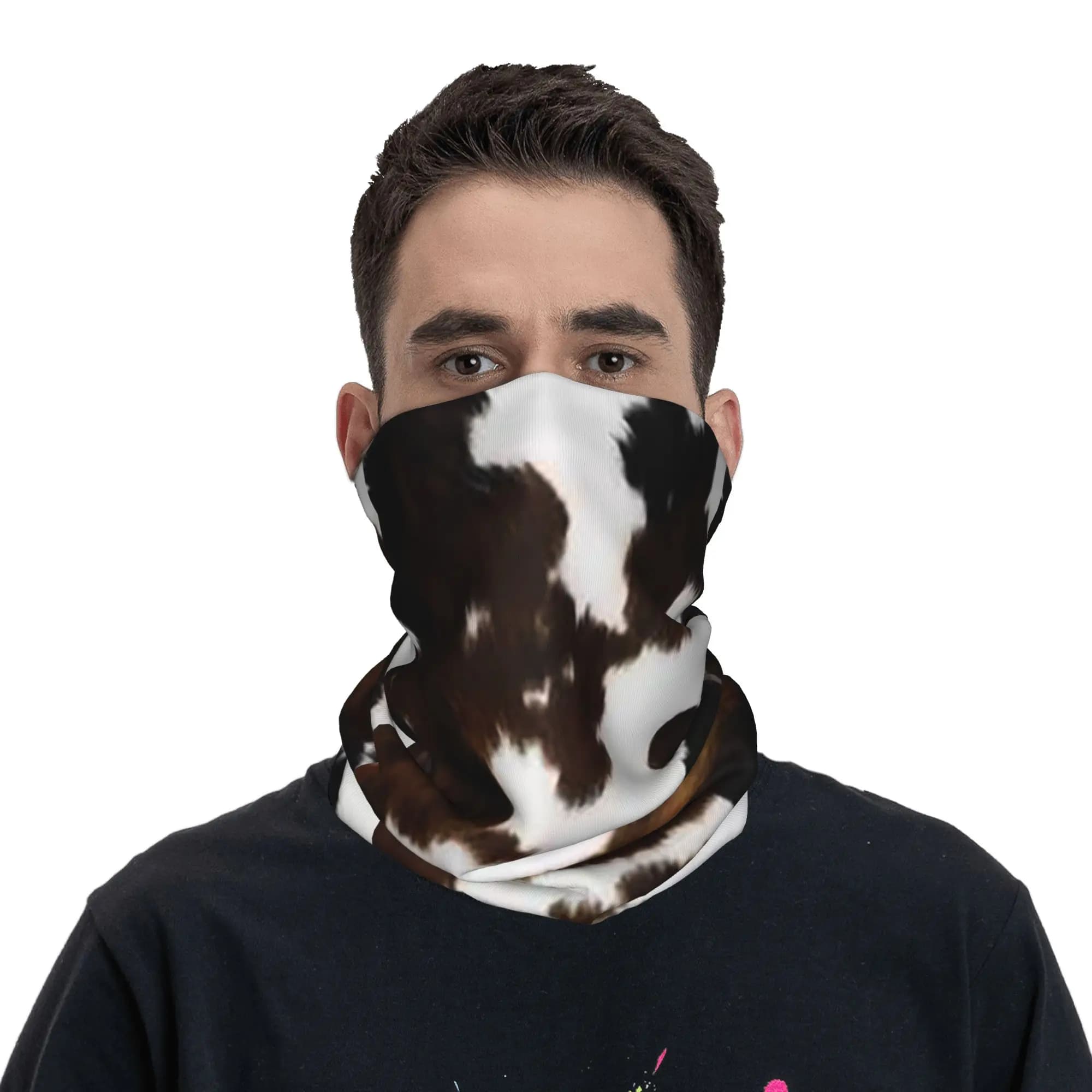 Bandana con stampa mucca, scaldacollo, maschera avvolgente, sciarpa, maschera per il viso, per equitazione, unisex, per adulti, lavabile