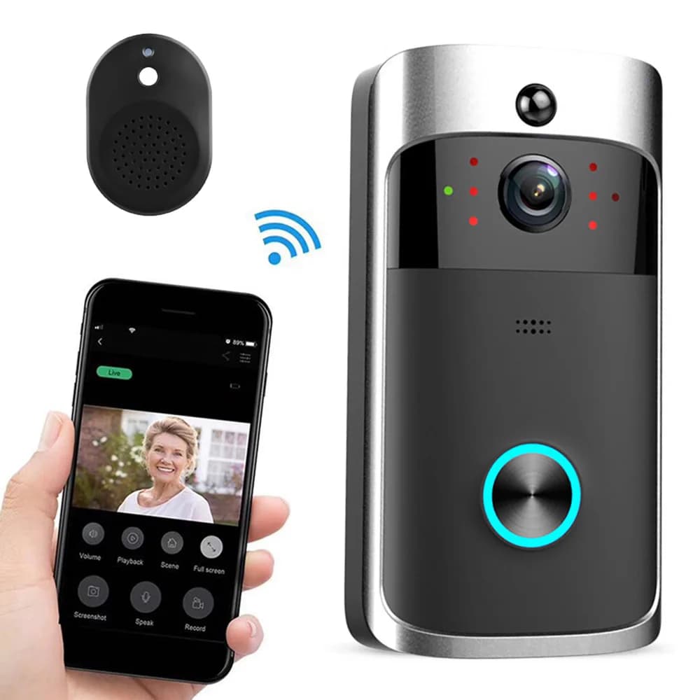 V5 Videocitofono Smart Wireless WiFi Campanello per porta di sicurezza Visual HD Monitor domestico remoto Visione notturna Citofono Telefono senza batterie