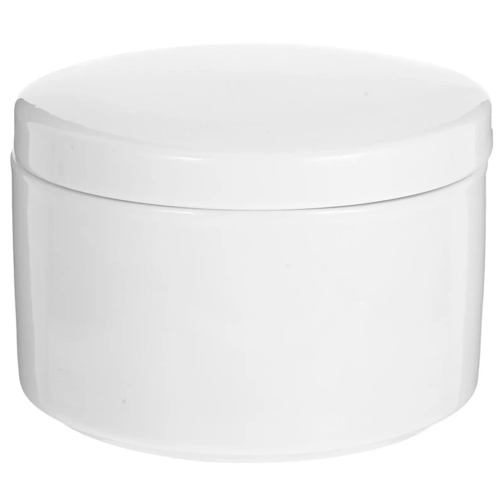 Scatola Portagioie in Ceramica Bianca Liscia Rotonda, Contenitore Delicato per Orecchini, Porta Anelli, Decorazione da Scrivania, Custodia in Ceramica