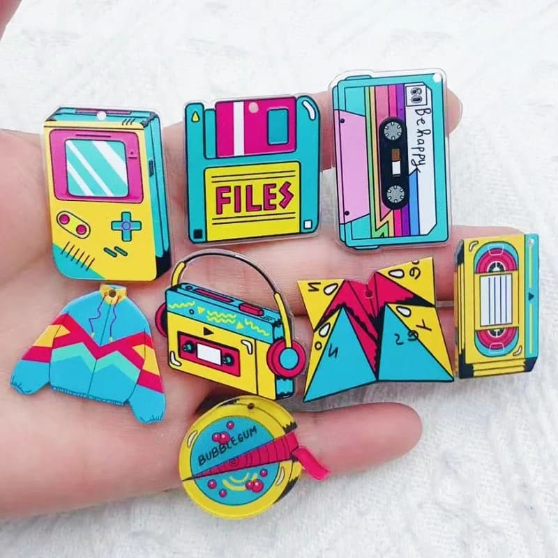10pcs music style cassette DVD burner double-sided printing acrylic jewelry DIY pendant earrings necklace