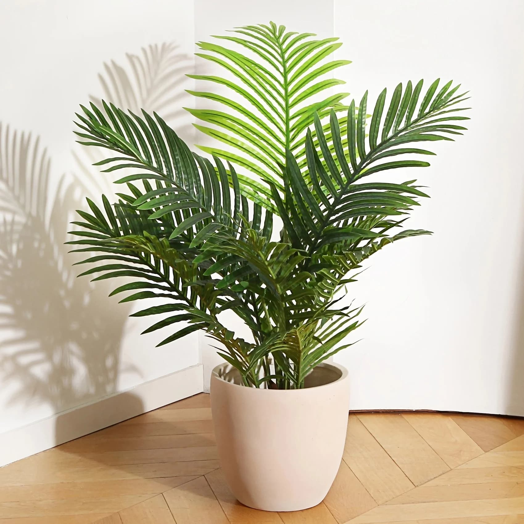 Pianta di Palma Areca Artificiale con 15 Tronchi - Albero Finto Realistico Dypsis Lutescens da 90 cm con Vaso, Fogliame Completo Adatto per la Casa
