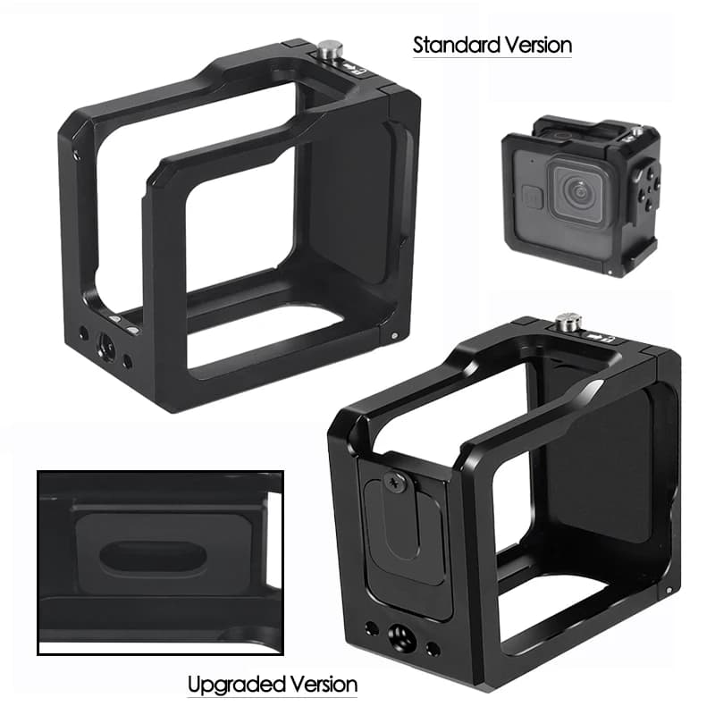 Per GoPro 11 Nero Mini Action Camera Gabbia Protettiva Telaio In Metallo 1/4 "Scarpe Fredde Supporto Della Luce Laterale Porta Della Batteria Copertura Laterale