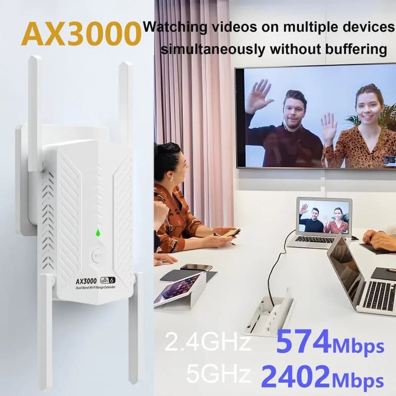 Ripetitore WiFi Wireless 3000Mbps, Amplificatore di Segnale WiFi 6 5G 2.4G, Estensore Router WiFi a Lungo Raggio per Casa e Ufficio
