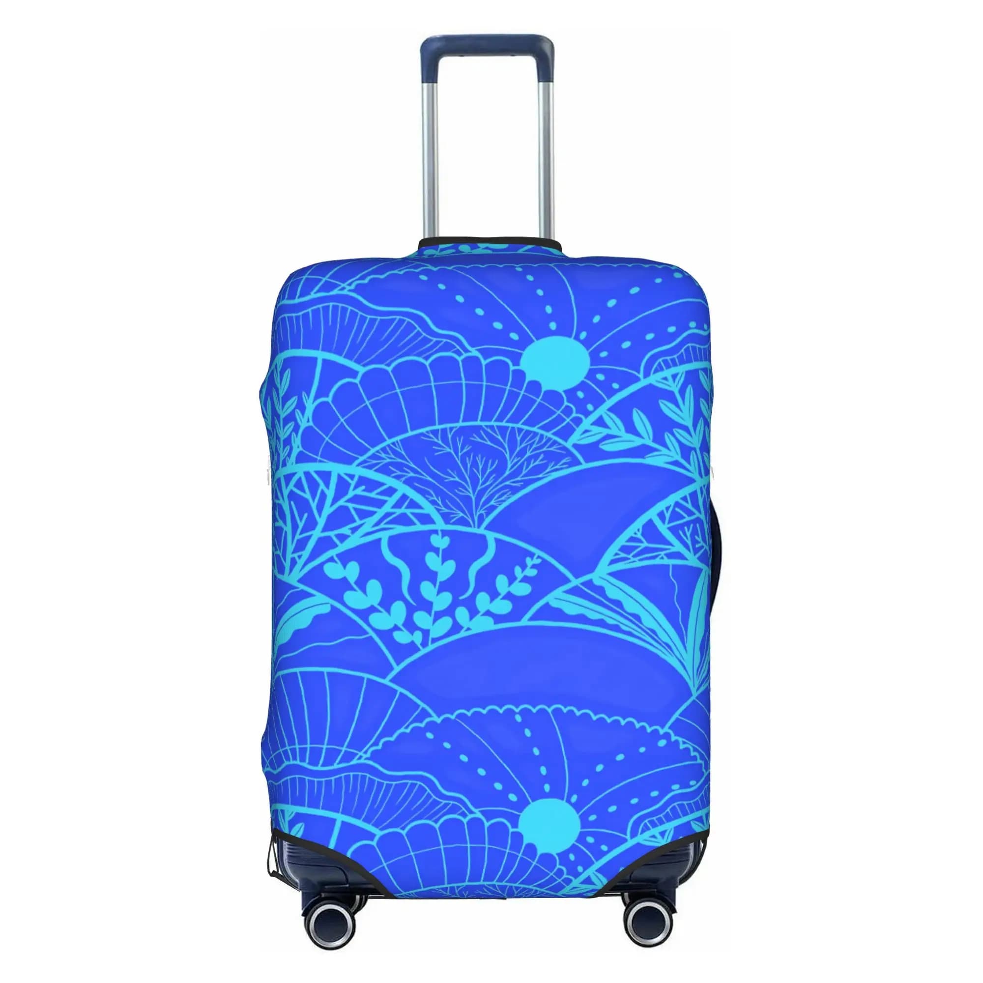 Coral Japanese Style Fan Scale Shape Luggage Cover Protector Cute Seigaiha Travel Suitcase Protective Cover for 18-32 Inch