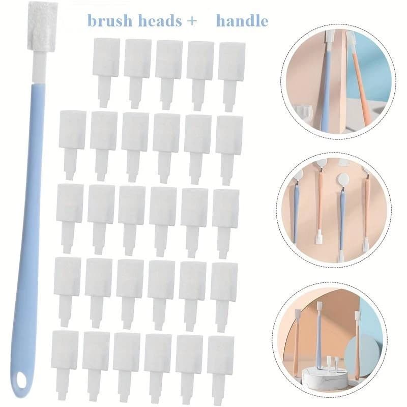 Spazzole per la pulizia delle fessure, con 30/50 testine sostituibili, spazzola stretta per la pulizia di bottiglie di latte, tubi di vetro, piastrelle, utensili da cucina