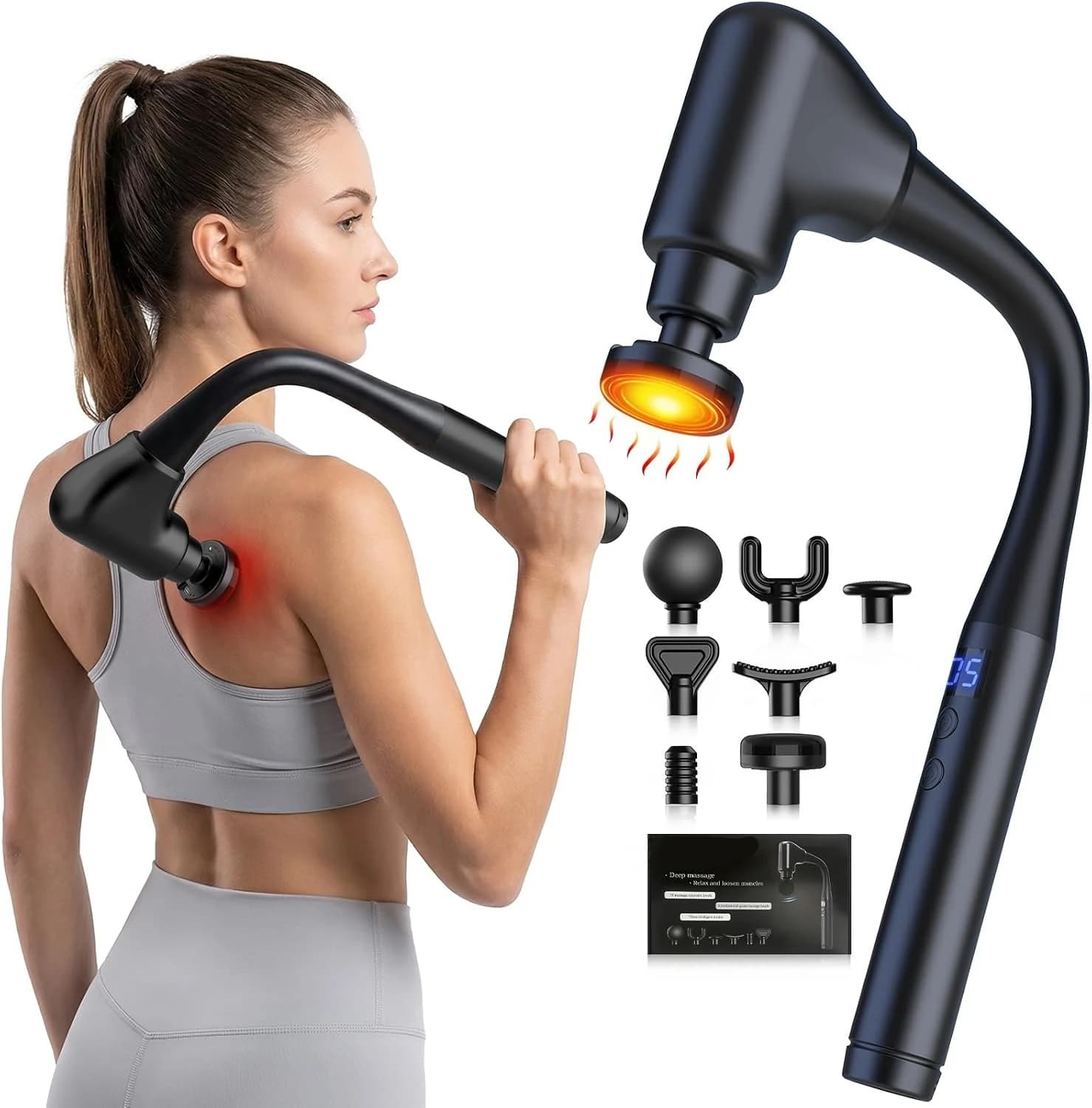 Massager Gun with Heat and Extended Handle