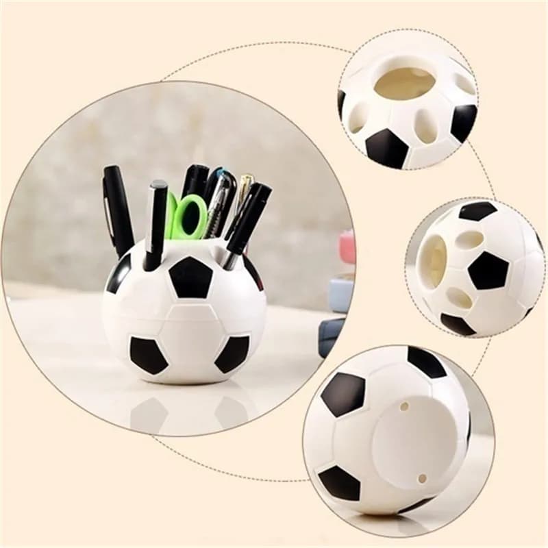 Strumento a forma di calcio Decorazione della casa Regali per studenti Forniture Portapenne Portapenne Porta spazzolino a forma di calcio Tavolo da tavolo