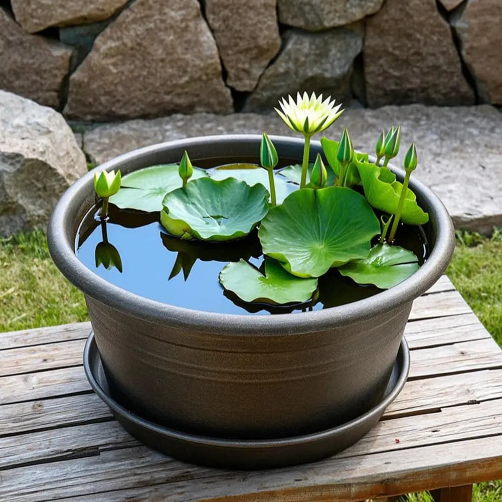 Vaso per Loto Retrò Grande e Poco Profondo, Fioriera in Plastica Idroponica per Coltivare Semi di Loto e Piante, Balcone e Giardino